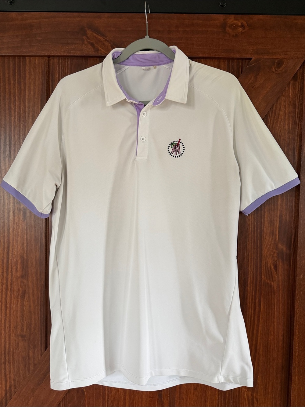 White Polo with Lavender Trim - Performance Golf Shirt